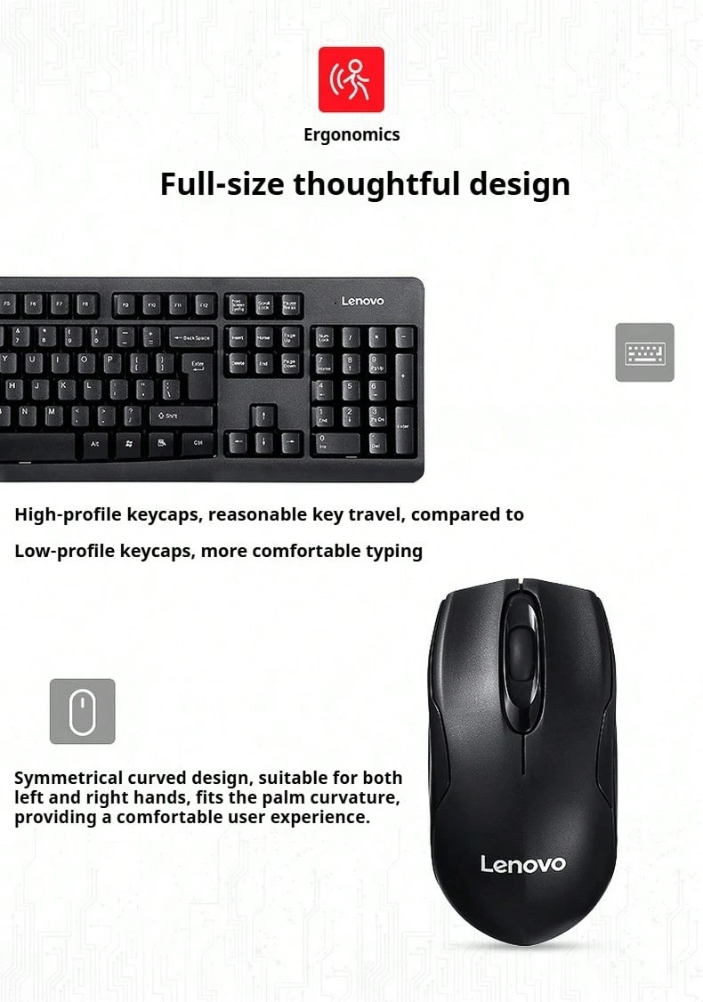 Lenovo Bộ bàn phím và chuột không dây  KN201 dùng cho văn phòng (USB 2.4G, máy tính để bàn và máy tính xách tay) - màu đen - Xem 1