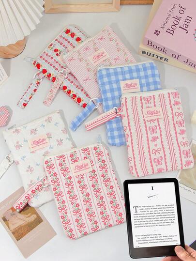 1个印花绗缝可爱6/6.8/7英寸电子阅读器保护套，适用于Kindle、女士配件、MP3/MP4/MP5设备，SA569P，适配Kindle Paperwhite 2024 1/2/3/4/5/6英寸电子阅读器，6-7英寸电子阅读器保护套，兼容Kindle/Boox及其他设备，学生日常学习数码配件包