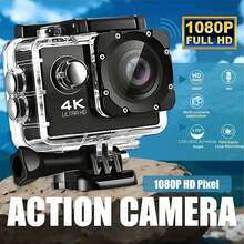 1 台 4K 超高清运动相机 - 小巧便携，带 EIS 电子防抖，1800 万像素广角，防水，适用于潜水、摩托车/自行车行车记录仪、可充电 Vlog 相机、户外运动（不含 Micro SD 卡）（包含 31 个国家/地区的电子用户指南）