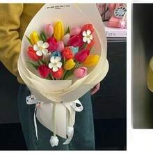 5 件套优雅郁金香窗帘绑带 - 经典花园风格涤纶绑带，粉色花朵和绿色叶子，时尚家居装饰窗帘配件。 - 彩色 - 查看 11