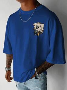 GRDR 男士时尚印花宽松短袖T恤 | 精致设计 | 夏季必备 | 百搭易配 | 展现你的风格 - 天藍色 - 查看 5