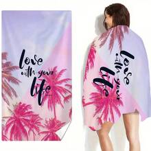 1pc Coconut Tree Beach Towel, Quick Dry, Soft, Absorbent Polyester, Modern Design - Multicolor - View 6
