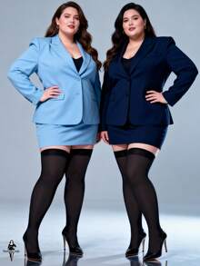 4/2/1 Pair Plus Size Thigh High Socks, 120D Women Black Opaque Stockings, Sheer Skin Tone, Fashion All-Match Knee High Socks, Spring/Summer, Valentine's Day, Y2K Style, Professional Women - Black - View 5