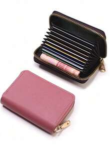 Zipper Credit Card Holder Wallet, With Card Slots, PU Material, Accordion Style Wallet, Unisex Mini Wallet, Small Card Case, Gift/Christmas Gift/Small Gift/Accessory - Multicolor - View 14