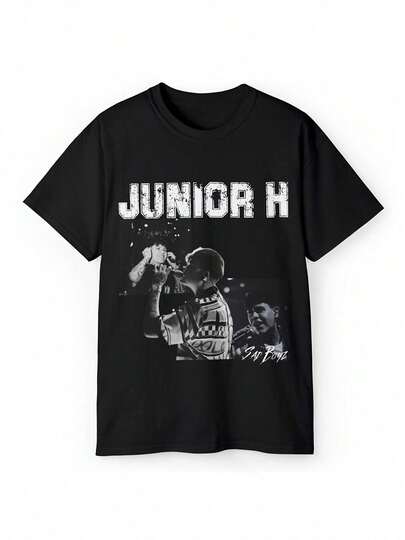 Camiseta vintage de la gira de Junior H Boyz, camiseta de algodón casual para hombres con mangas cortas y cuello redondo, perfecta para primavera y verano.