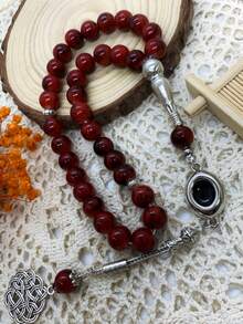 33pcs Muslim Prayer Beads Glass Floral Single Tassel Rosary, Daily Prayer Tasbeeh Bracelet/Necklace - 33 Glass Colors - View 8