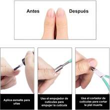 Cortador y empujador de Cutcula profesional, Removedor de Cutculas, alicate, raspador y pulidor de uas, Cortador de piel muerta, Herramientas de Manicure y Pedicure Negro - Azul - Ver 7