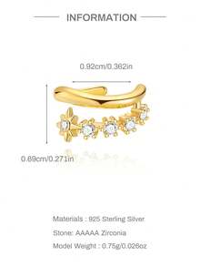 1 Stück 925 Sterling Silber modische achteckige Stern & Vierblatt Kubikzirkonia Clip-On Ohrringe, exquisiter Schmuck geeignet für den täglichen Gebrauch von Frauen, Partys und Bankette - Gold - Übersicht 9