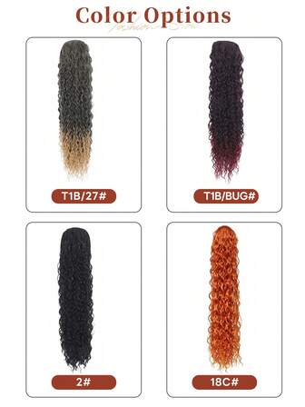 22Inch Synthetic Long Kinky Curly Ponytail Water Curly Wave Hair Extension Women's Ponytail Ombre Brwon Burgundy Extensions Hair Drawstring Wrapped Clip In Hair Black Hairpiece For Women Used Daily Party Cosplay Christmas And New Year Gifts