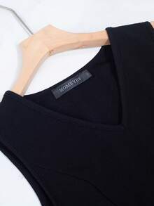 HOMEYEE 两件套：双排扣西装外套和无袖连衣裙，优雅商务休闲装，适合各种场合和度假穿着 - 白色 - 查看 4