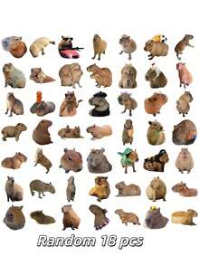 Capybara Cartoon Stickers, DIY Stationery Stickers, Cute And Creative Cartoon-Style Stickers That Are Fun And Water-Resistant, Candy Stickers, Phone Stickers, For Use In Journal Decorations - Multicolor - View 7
