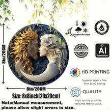 CIF BUY JINNAI Sun Moon Metal Wall Sign Retro Round Aluminum Plaque For Kitchen Coffee Bar Home Decor Vintage Style Living Room Bedroom - Nhiều màu - Xem 5