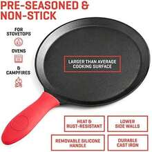 Uno Casa Tortillero mexicano de 20 cm presazonado – Prensa de hierro resistente para tortillas mexicanas – Máquina de tacos mini, quesadillas, roti, pancakes y rollitos – Con 100 uds de papel de horno(8 Inch with Comal Pan) - Multicolor - Ver 5