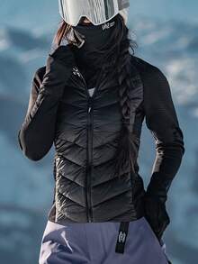 Forro corto ligero deportes Slim al aire libre cuello chaqueta caliente Novedades de invierno para mujer: chaqueta deportiva ligera, corta, con forro desmontable, corte ajustado, cuello alto y abrigo para exteriores. Chaqueta ultraligera, corta, con corte ajustado y tacto premium para mujer. Chaqueta deportiva de invierno ligera con triple protección. Chaqueta deportiva para correr al aire libre, cortavientos, abrigada, con forro desmontable, ligera, con corte ajustado y cuello alto acanalado. - Negro - Ver 6