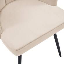 CLIPOP Single Dining Chair Velvet, Bedroom Makeup Vanity Chair With Padded Back And Metal Legs, Grey Shell Chair For Dressing Table Living Room Kitchen - Apricot - View 6