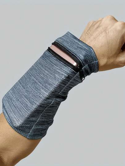 这款男女通用的腕带和收纳袋适合健身和跑步，配有拉链、吸汗腕托、腕带和吸汗带。是健身房锻炼、跑步和慢跑的理想之选。