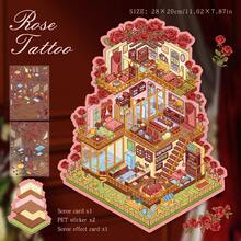 28*20cm Self-Adhesive Stickers, 2 Patterns, Rose Forest House Decor Stickers, Gifts, Cards, Weddings, Christmas, New Year, Holiday Parties, Gifts, Envelopes, Cards DIY Decoration, PVC Stickers - Multicolor - View 7