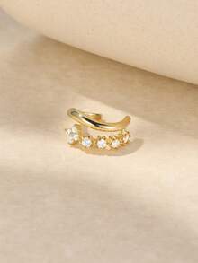 1 Stück 925 Sterling Silber modische achteckige Stern & Vierblatt Kubikzirkonia Clip-On Ohrringe, exquisiter Schmuck geeignet für den täglichen Gebrauch von Frauen, Partys und Bankette - Gold - Übersicht 7