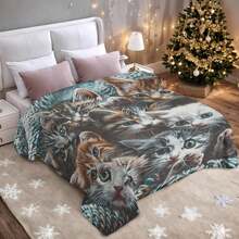 Kuschelige Coperta Natalizia Cartoon Group of Adorable Kittens in Knitted Blanket Morbida Multifunzionale Idea Regalo Perfetta per Amanti dei Gatti Offerta Imperdibile - Multicolore - Visualizzare 3