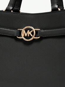 Michael Kors Angelina 中号纯素皮革手提包，女士休闲斜挎包，带顶部提手 - 黑色 - 查看 6