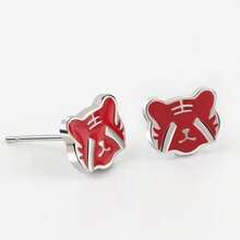 Pendientes de resina de tigre del zodiaco rojo chino, diseño simple y lindo, joyería para las orejas - oro - Ver 3