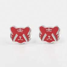 Pendientes de resina de tigre del zodiaco rojo chino, diseño simple y lindo, joyería para las orejas - oro - Ver 5
