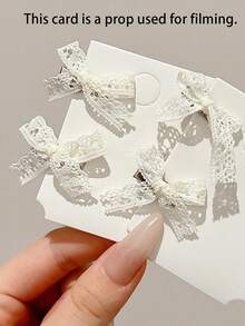 22pcs/16pcs/5pcs Cute White Lace Bow Hair Clips, Elegant Small Hair Claws, Bangs Clips, Versatile Side Hair Accessories Suitable For Daily Use, Hair Slide, Hair Barrettes - Multicolor - View 5