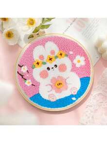 Embroidery Starter Kit, Rabbit & Fox Patterns, Handmade DIY Punch Needle Set, Suitable For Beginners, Cute Animal Designs, Round Punch Needle Craft Kit, Holiday Gift & Home Decor - Multicolor - View 7