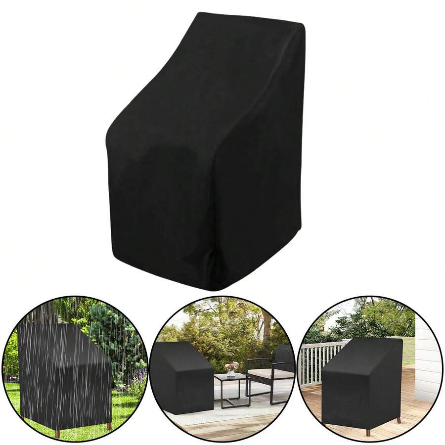 Garden Stackable Chair Covers Waterproof Heavy Duty Outdoor - Black - View 1
