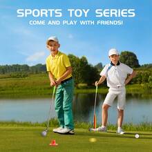1 Set Adjustable Children's Golf Set Toy, Includes 3 Telescopic Golf Clubs, 3 Balls, 2 Targets And 2 Stands - Indoor/Outdoor Sports Game For 3-8 Years Old, Durable PP Material, Red And Yellow Color - Multicolor - View 5