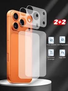 [2+2] PET Soft Film Curved Edge Fiber Glass Screen Protector, 2pcs Set Compatible With Iphone 17/17 Air/17 Pro/17 Pro Max, Anti-Scratch Transparent Film, Device Protection Layer + High-Definition TPU Ultra-Thin Fiber Glass Base Film, Lens Hollow Base Protection, 2pcs Set Screen Protection Essentials, Applicable To Daily Shield, Office, Home Daily Shield Office Home Phone Screen Protector Phone Accessories Waterproof Shockproof Anti-Fall Scratch Resistant - Clear - View 2