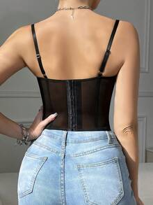 1件蕾丝抹胸露脐上衣，性感女士夜店派对上衣，带搭扣，适合搭配连衣裙