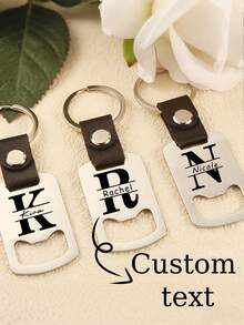 1pc Customizable Name Metal Bottle Opener, 26 Letter Patterns Corresponding To Name Initials, Wedding Supplies, Groom & Bride Wine Bottle Opener Tool, Keychain Design, Portable Multi-Functional, Fashionable & Minimalist - Multicolor - View 3