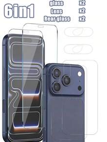 6 件装：包含 2 张钢化玻璃屏幕保护膜、2 张后盖保护膜和 2 张摄像头镜头保护膜，兼容 17 Pro Max/17 Pro/17 Air/16 Pro Max/16 Pro/16/16 Plus/15 Pro Max/15/15 Pro/15 Plus/14 Pro Max/14 Pro/14/14 Plus/13 Pro Max/13/13 Pro/12/11。9H 硬度。附带安装对准工具，方便贴膜。 - 無色 - 查看 16