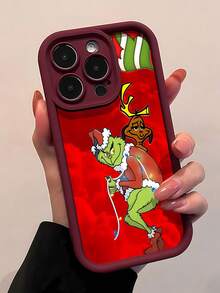 Estuche para teléfono navideño divertido de  y Max Compatible con estuches para teléfonos   17  16 Pro Max  15 Pro Max  13 y  12 Hecho de material TPU a prueba de caídas, resistente al desgaste y cómodo de sostener Un gran regalo para familiares, amigos, seres queridos, novios, novias y para Navidad - Vino tinto - Ver 3