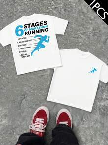 T-shirt de sport pour marathon avec imprimé graphique, décontracté, respirant, imprimé graphique unique, nouveauté, imprimé des deux côtés - Blanc - Voir 1