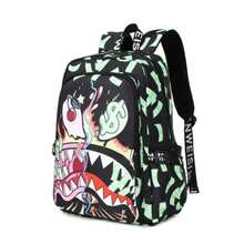 Shark Mouth Fashion Backpack For Boys Girls, Camo Big Capacity Bookbag Travel Laptop Daypack - Màu xanh Bạc hà - Xem 3