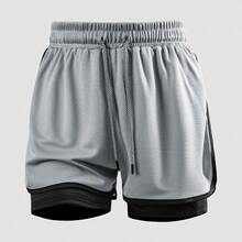 Men's Summer Sports Sleeveless Tank Top And Shorts Set - Grey - View 4