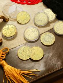 2026马年纪念幸运币，带保护盒，中国农历新年吉祥币，古代神话动物幸运符，适合作为办公室招财礼物、中国新年派对礼物 - 彩色 - 查看 7