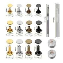 Kit 480 Remaches Doble Cara + Herramienta Profesional, Tuercas Metálicas para Cuero/Metal/Muebles, 4 Colores y 8 Tamaños, Incluye Taladro de Precisión y Caja Organizadora - 1 - Ver 5
