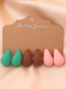 New Arrival Colorful Water Drop Earrings, Fashionable & Elegant Earring Set For Women - Multicolor - View 5