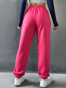 Customized Women's Sweatpants - Customized Thick Fleece Pants, Can Add Your Photos, Can Customize Two Print Locations, Customized Sweatpants Sports - Hot Pink - View 3
