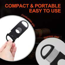 Black Double-Blade Cigar Cutter, Suitable For Most Cigar Sizes, Is A Portable Cutting Tool For Men And Also A Sharp And Clean Trimming Accessory, Enabling Precise Cutting. - Black - View 5