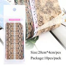 10pcs/Set(Bagged)Snake-Print Colorful Pattern Nail Art Foils Set Nail Transfer Sticker Paper DIY Manicure Nail Decoration Accessories - 彩色 - 查看 2