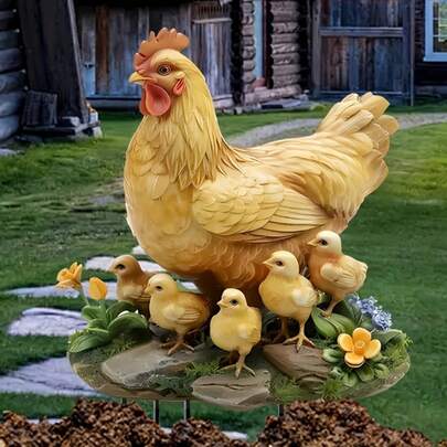 New Acrylic Hen With Chicks Yard , Thanksgiving Decor For Garden, Lawn Or Patio