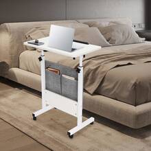 Mobile Standing Desk, Lectern With Wheels, Podium Stand Height Adjustable, Mobile Desk Workstation, Rolling Desk Rolling Computer Cart Laptop Desk Laptop Cart - 白色 - 查看 5