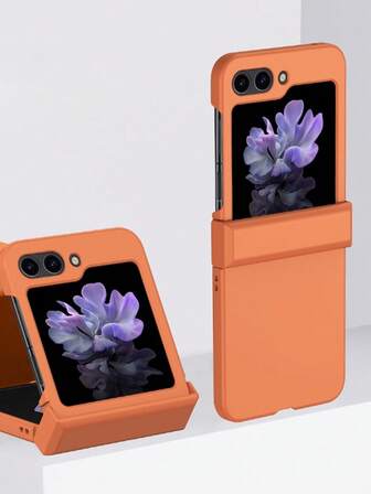 1 pieza Funda plegable de PC de unicolor, protectora y anti-caída, compatible con: Samsung Galaxy Zflip 3/Zflip 4/Zflip 5/Zflip 6/Zflip 7, OPPO Find N3 Flip/OPPO Find N2 Flip, Razer Razr 50 Ultra/Razr 40 Ultra/Razr 40/Razr 50, Vivo X Flip