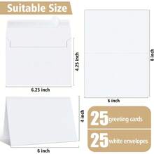 4x6 Blank Greeting Cards And Envelopes 25 Pack White Invitation Cardstock Self-Seal For DIY Wedding Invitations Photos - 1 - View 3