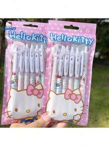6支/套 Hello Kitty、Melody、Kuromi、Cinnamoroll、Pochacco 可爱高品质中性笔，学习文具，学习奖励，礼品套装，创意礼物 - 彩色 - 查看 8