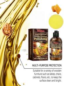 jakehoe 1pc 100ml Wood Furniture & Floor Polish, Durable, Glossy, Removes Scratches, Easy To Apply Non-Greasy Formula, Suitable For Furniture, Tables, Cabinets, Floors, Restores Shine, Provides Protection, Quick And Convenient Application, Essential For Vintage And Modern Home Care, Wood Polish - 彩色 - 查看 3